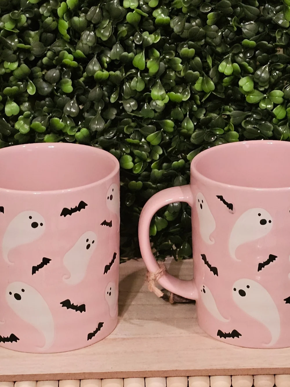 Pink Ghost & Bat Ceramic Mug Set by